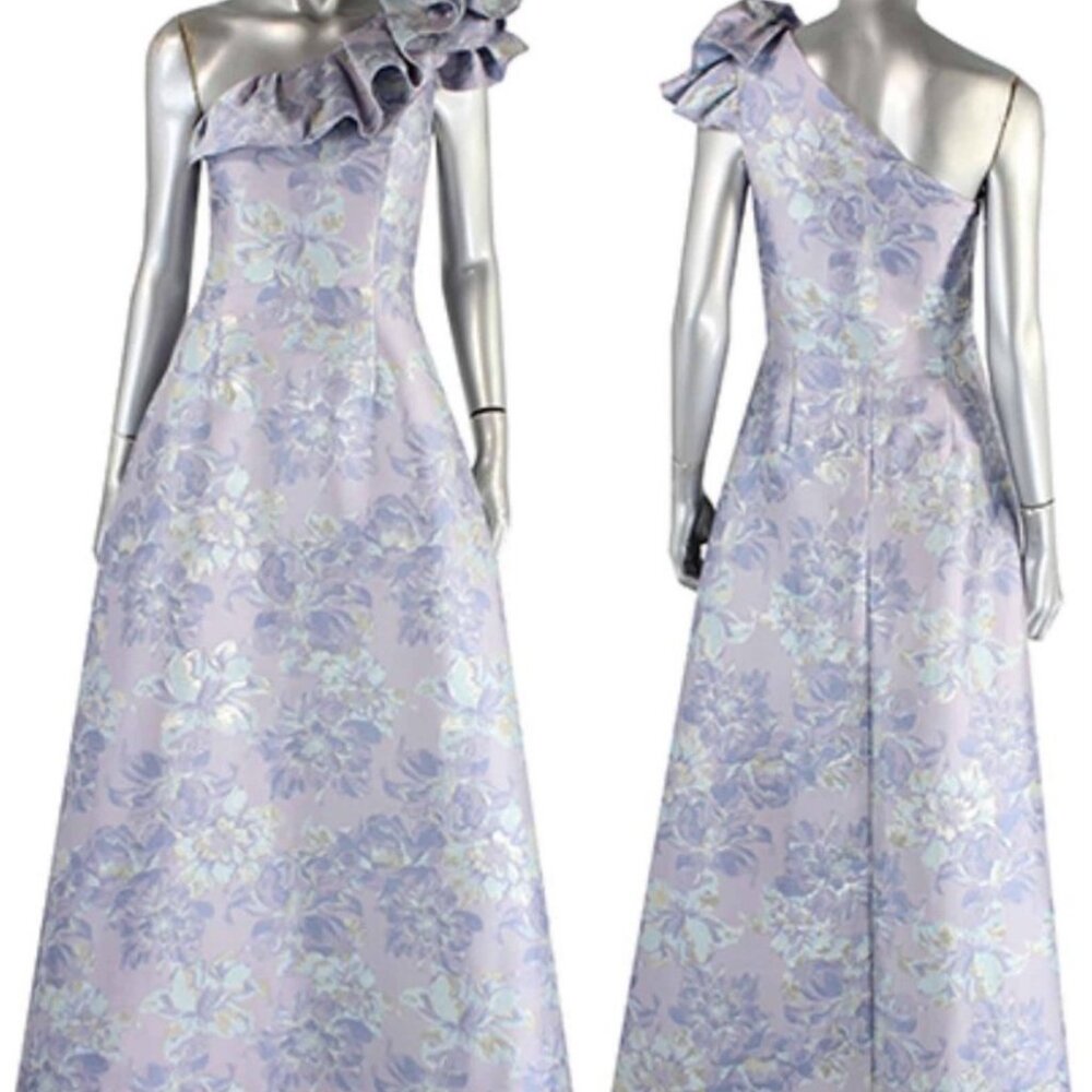 MARINA One Shoulder Jacquard Gown